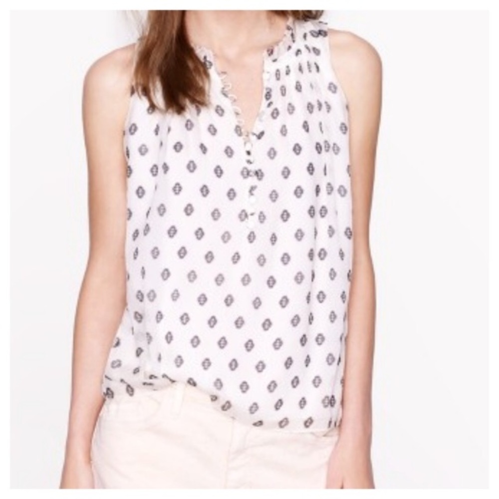 J. Crew silk sera top in traced medallion